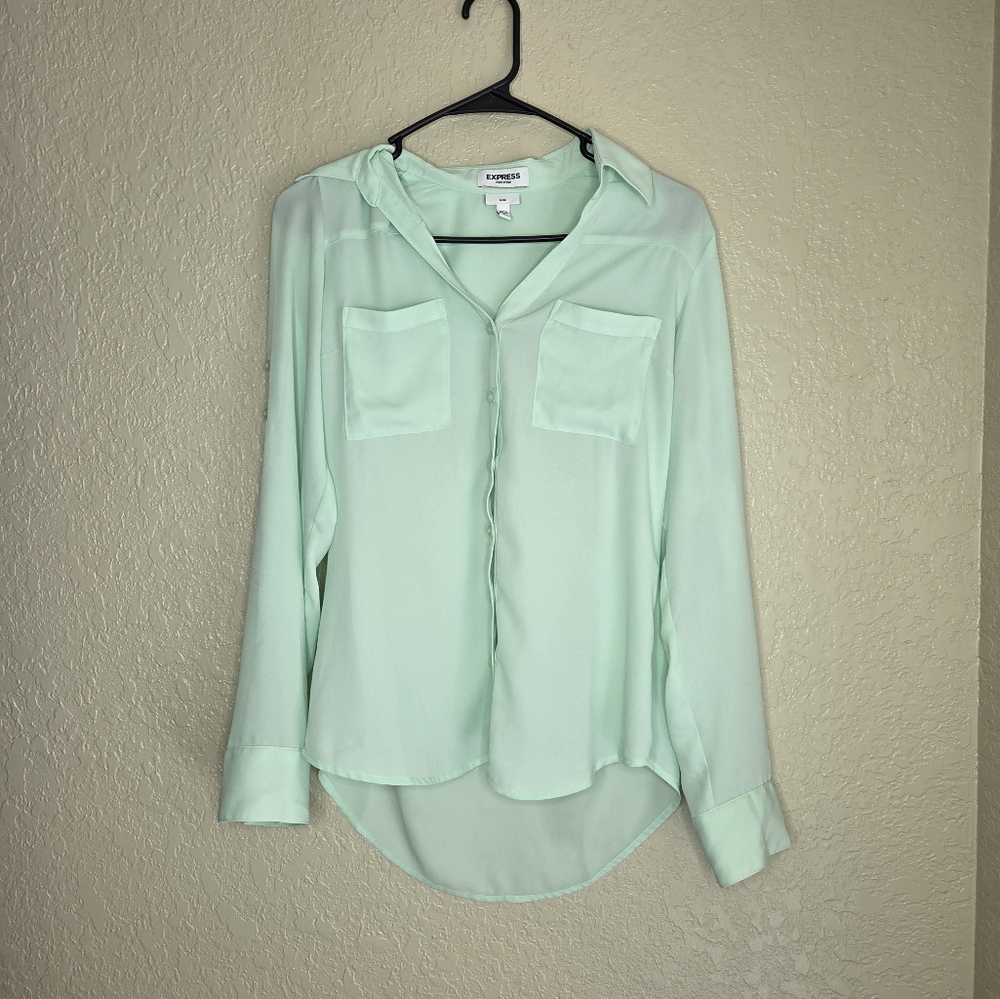 Express Green Relaxed Button Down Shirt